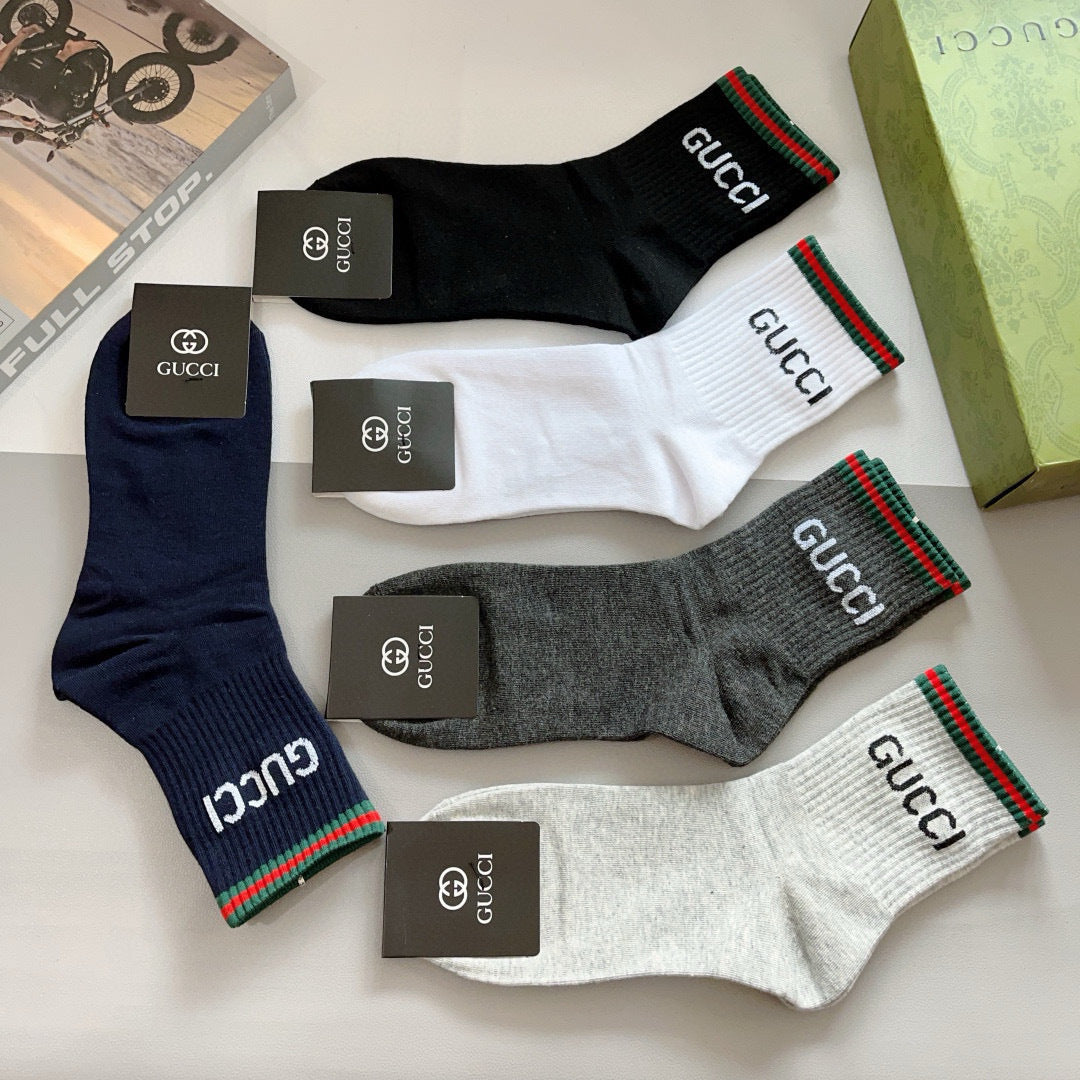 Gucci Neutral Broad Letter Cuffs Crew Socks, image 7