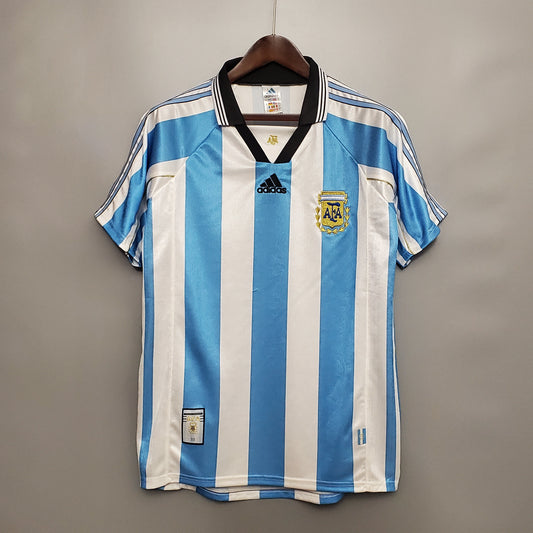 Argentina 1998 World Cup Home Retro Soccer Jersey – Adidas AFA Batistuta Zanetti Celeste Kit