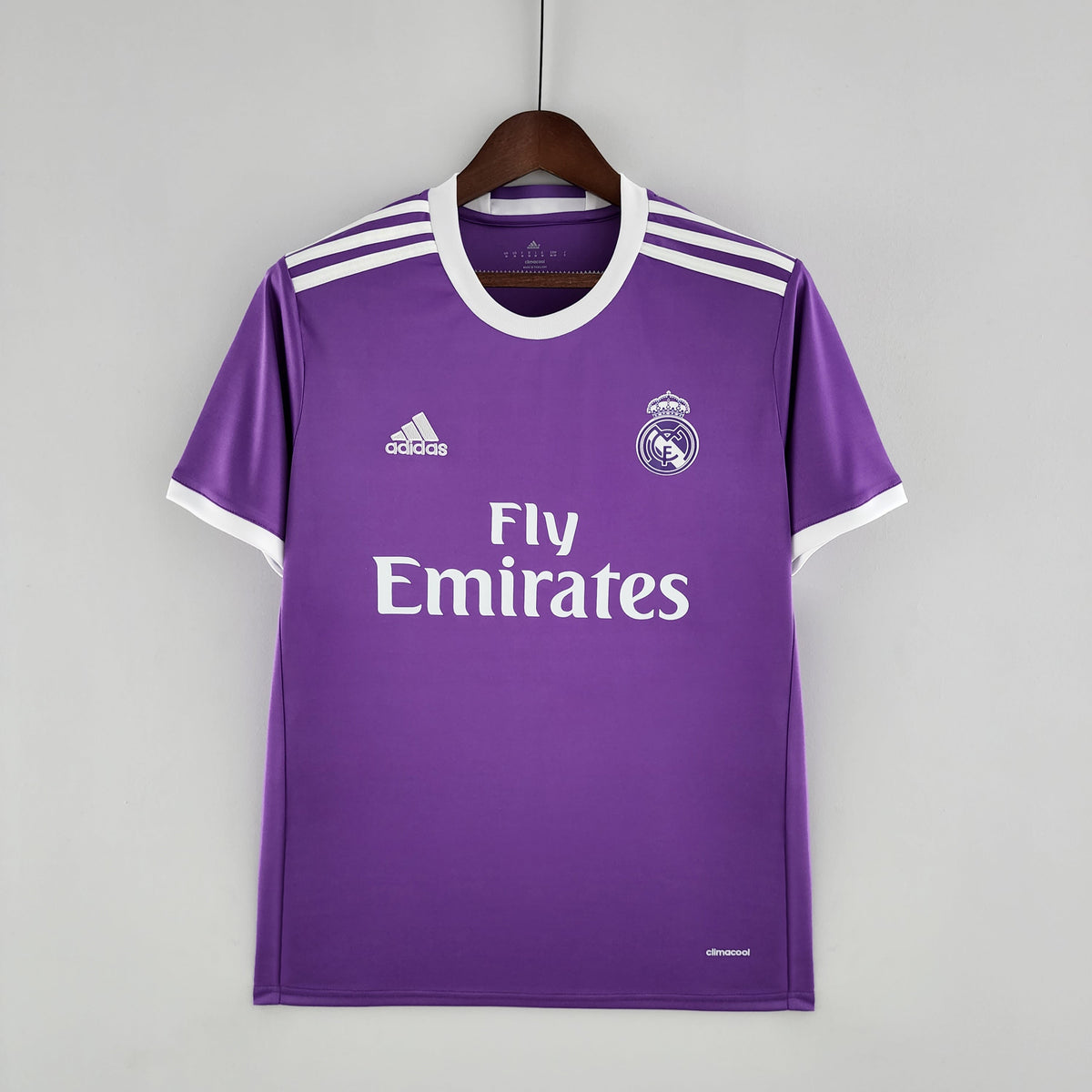 Real Madrid 2016-17 Away Purple Jersey – Adidas Purple White Crew Neck Three Stripes Fly Emirates Climacool Ronaldo Benzema Modric Ramos Bale Kroos Champions League Fan Version Football Shirt