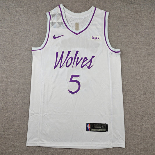 Anthony Edwards #5 Minnesota Timberwolves White 2023-24 City Edition Swingman Jersey – Nike Cursive Wolves