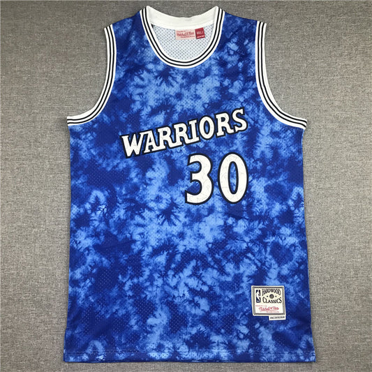 Stephen Curry #30 Golden State Warriors Mitchell & Ness Royal Blue Tie-Dye Cloud Print Hardwood Classics Swingman Jersey