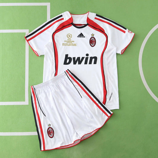 A.C. Milan Away Retro Kids Kit 2006/07 – Children's Soccer Jersey | Kaká #22 | Custom Name & Number
