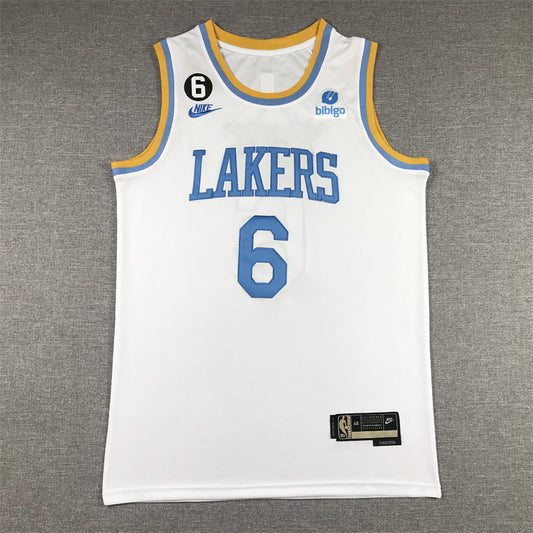 Men's Los Angeles Lakers LeBron James #6 White 2022/23 Swingman Jerseys - Classic Edition