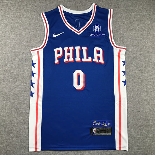 Men's Philadelphia 76ers Tyrese Maxey Blue 2020/21 Fast Break Replica Jerseys