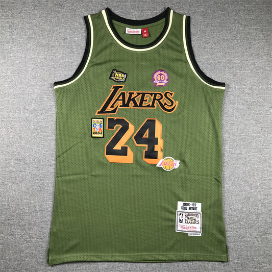 Men's Los Angeles Lakers Kobe Bryant #24 Army Green 1996-97 Hardwood Classics Swingman Jerseys
