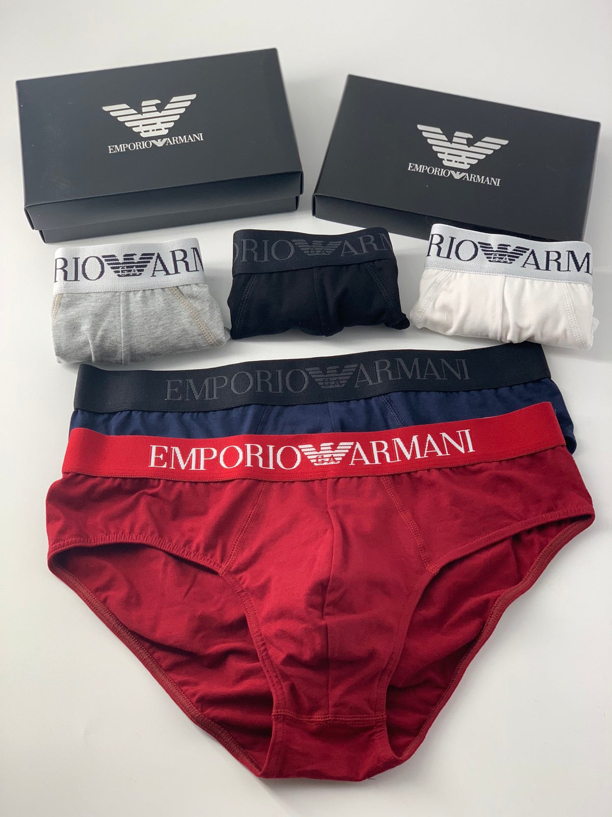 Armani Lettered Waistband Briefs, Box of 3, gallery image 4