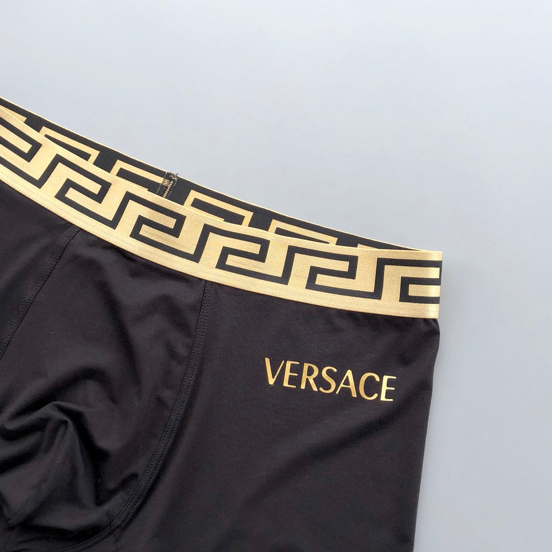 Versace Black Navy Gold Letter Edge Boxer Briefs, image 8
