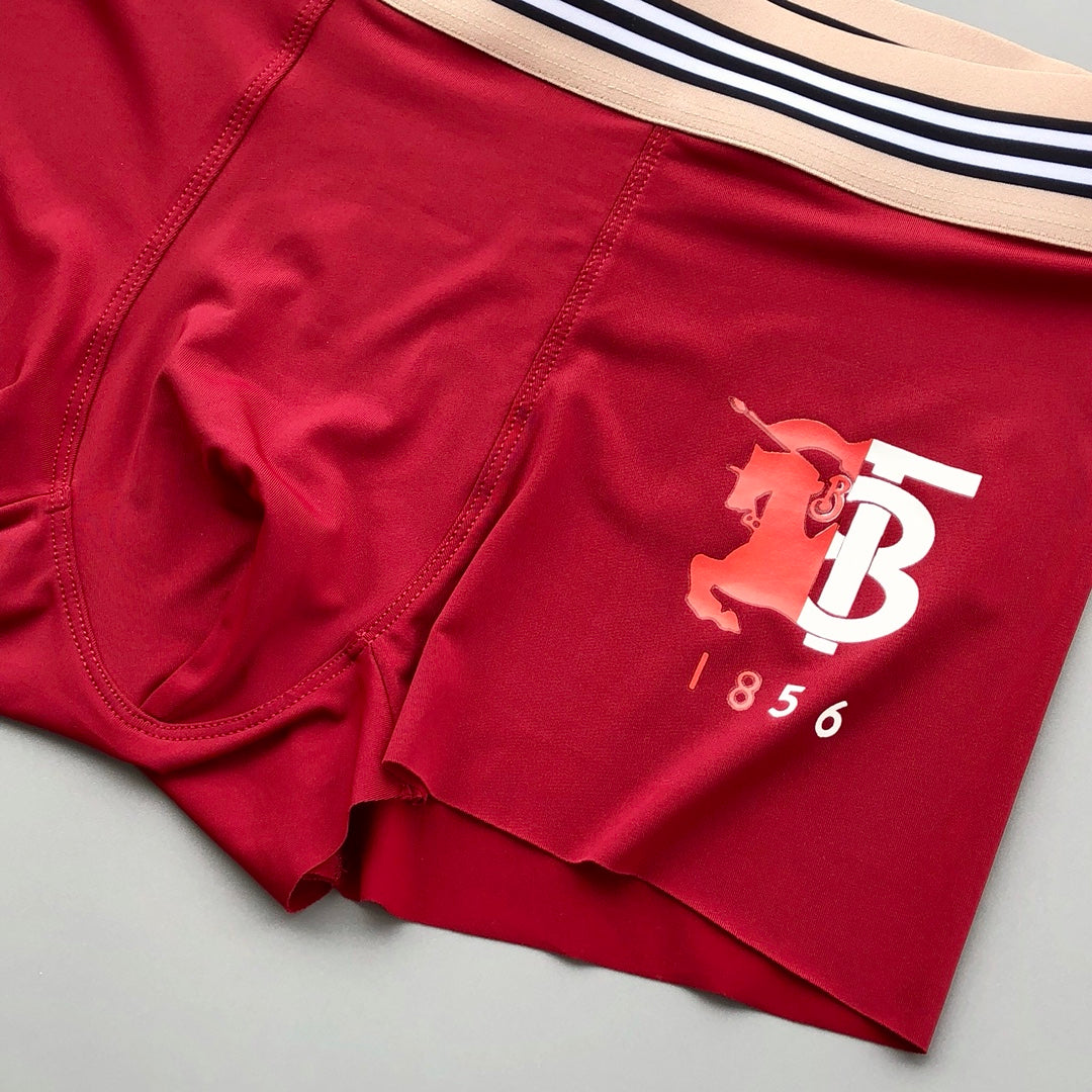 Burberry Burgundy Grey Black Striped Waist TB Boxer Briefs, image 8