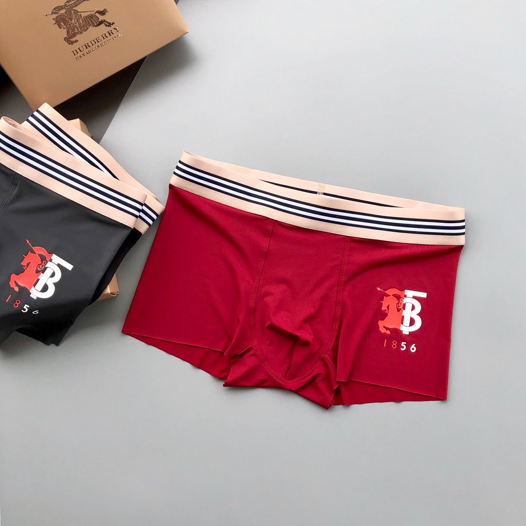 Burberry Burgundy Grey Black Striped Waist TB Boxer Briefs, image 6