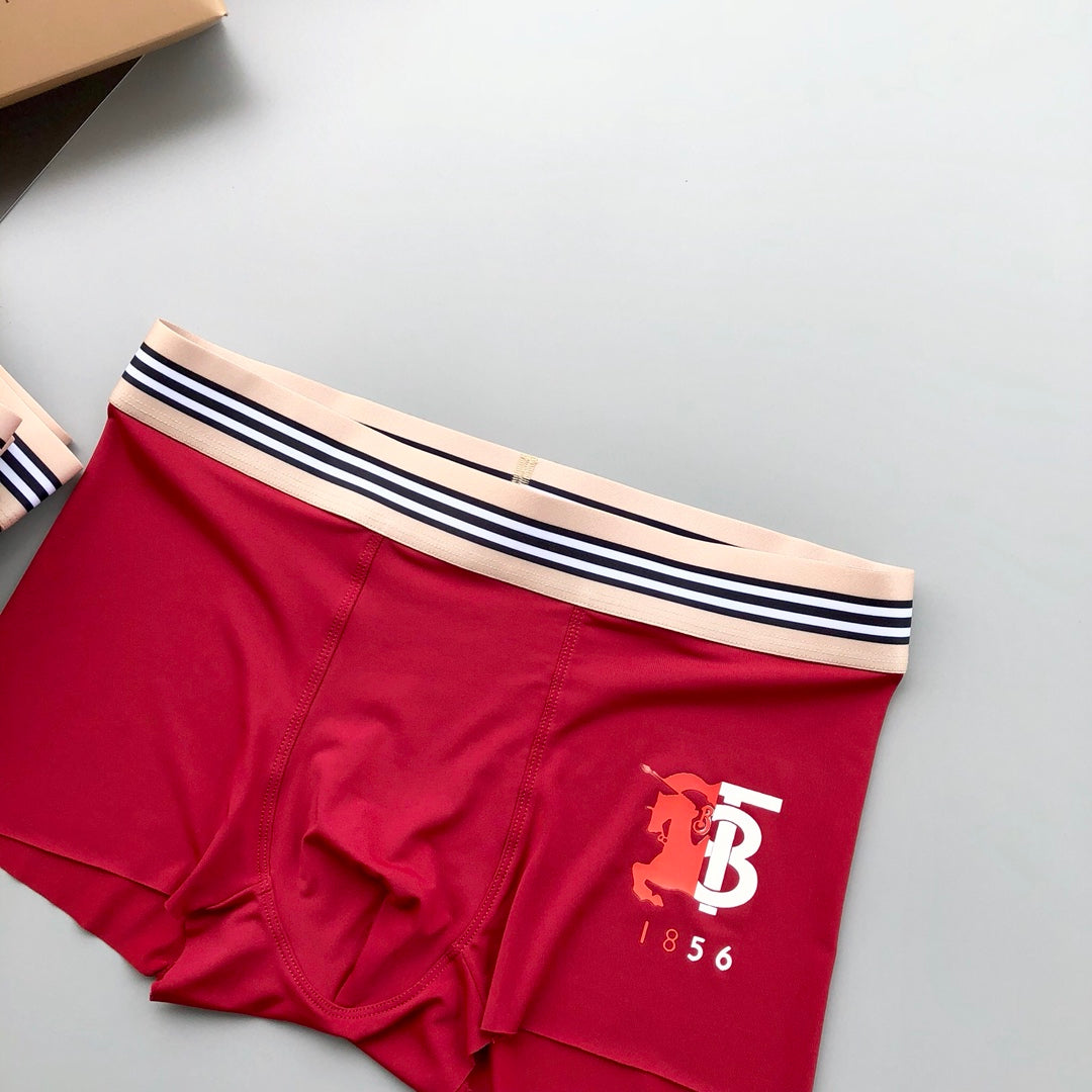 Burberry Burgundy Grey Black Striped Waist TB Boxer Briefs, image 7