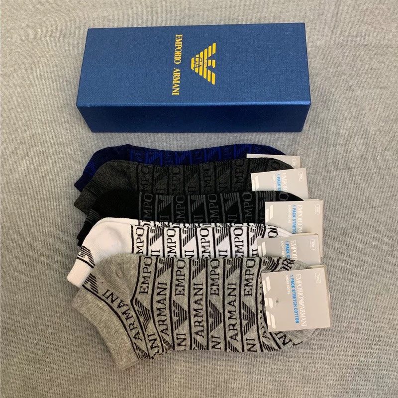 Armani Patterned Crew Socks, Box of 5 Pairs, gallery image 2