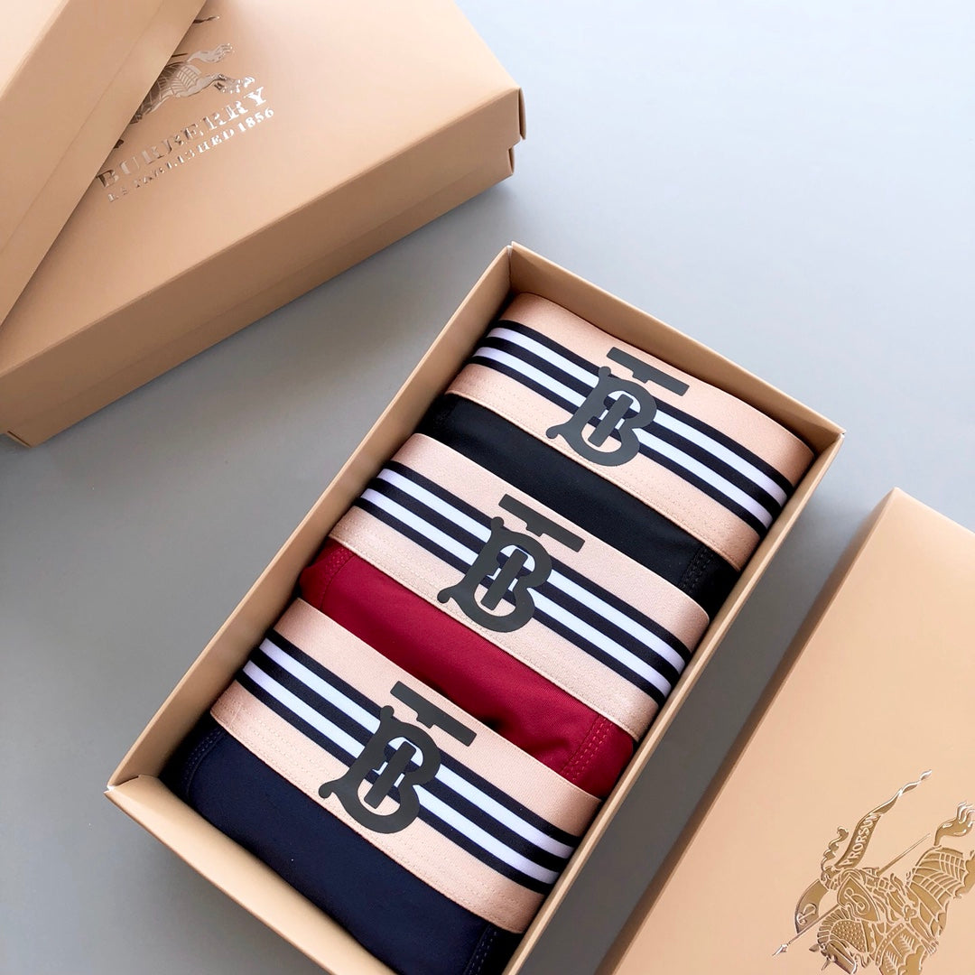 Burberry Red Navy Grey Fine Stripe Waist Boxer Briefs, image 3