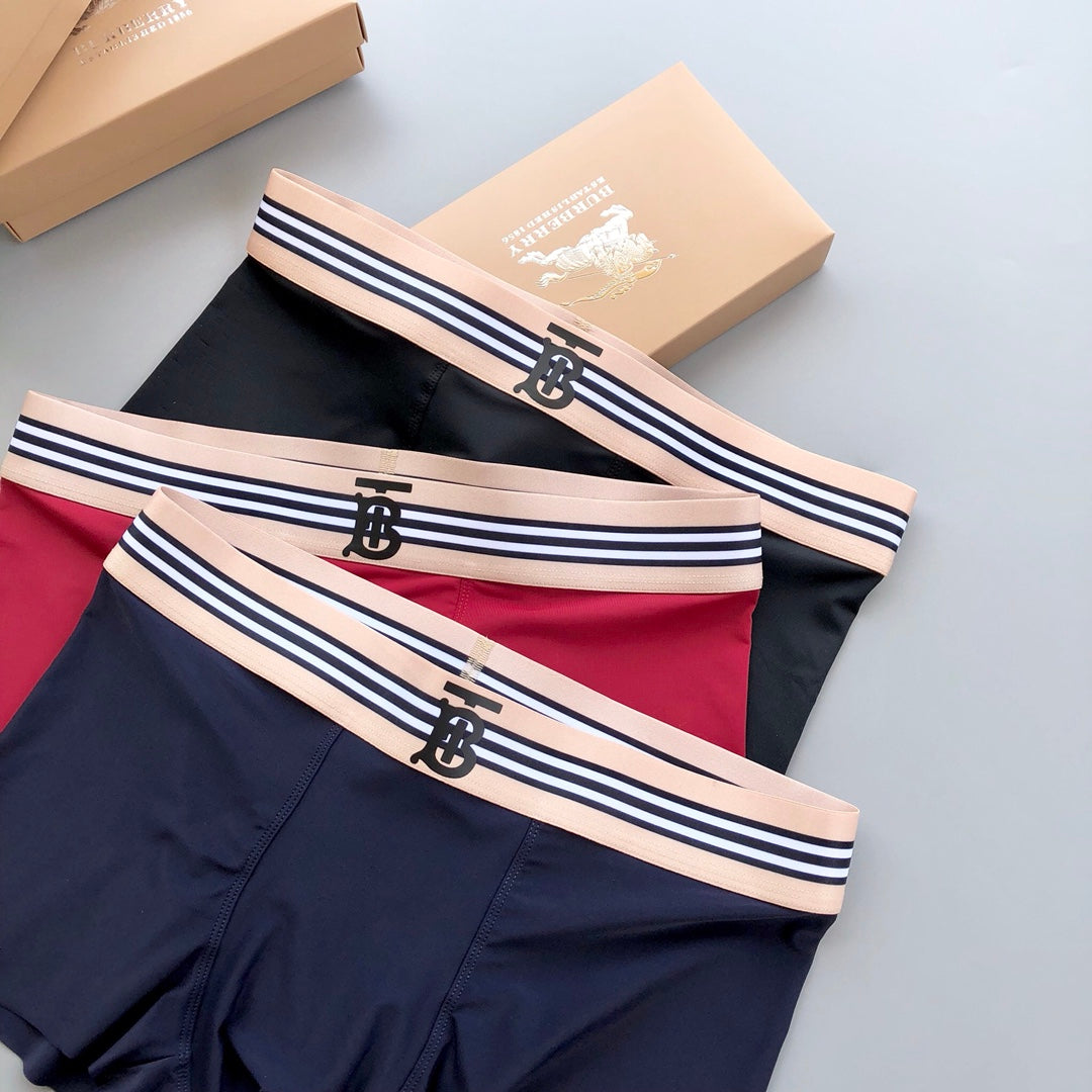 Burberry Red Navy Grey Fine Stripe Waist Boxer Briefs, image 2
