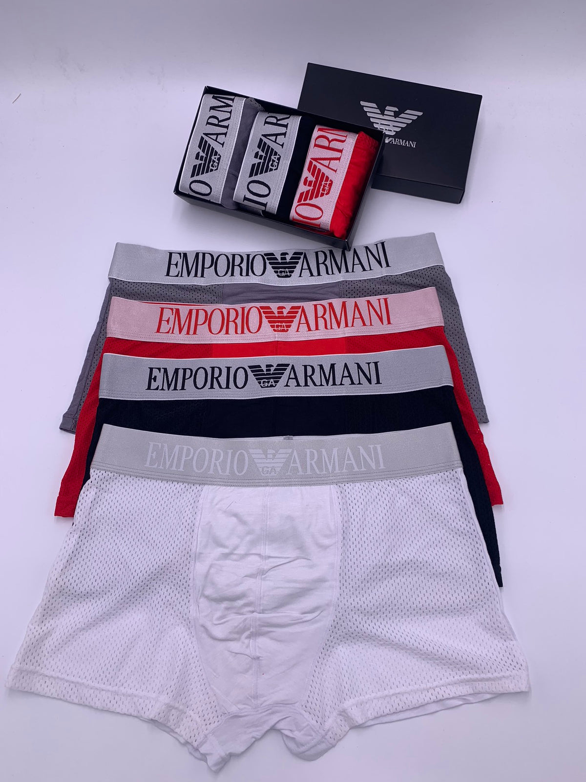 Emporio Armani Lilac Grey Wide Letter Waist Boxer Briefs, image 1