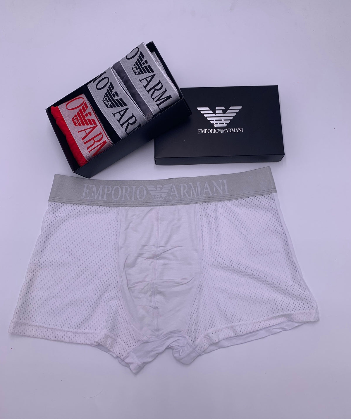 Emporio Armani Lilac Grey Wide Letter Waist Boxer Briefs, image 3