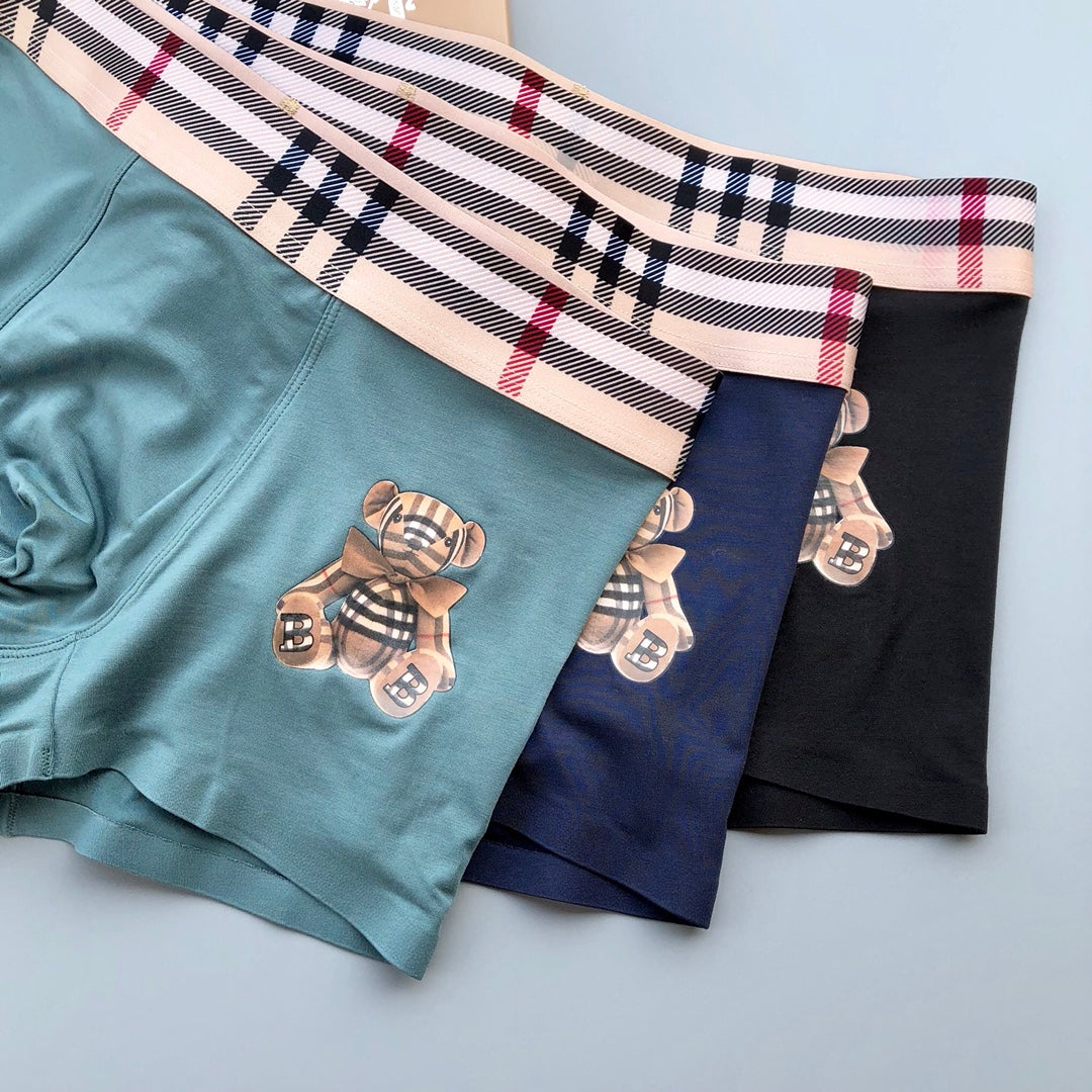 Burberry Teal Grey Navy Check Waist Bear Boxer Briefs, image 2
