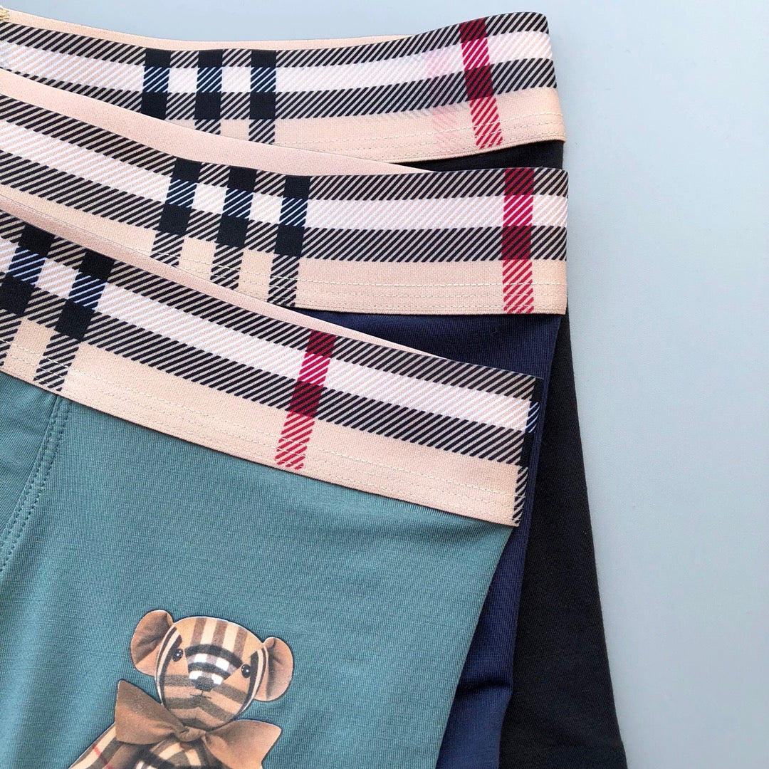Burberry Teal Grey Navy Check Waist Bear Boxer Briefs, image 3