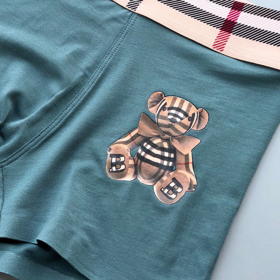 Burberry Teal Grey Navy Check Waist Bear Boxer Briefs, image 6