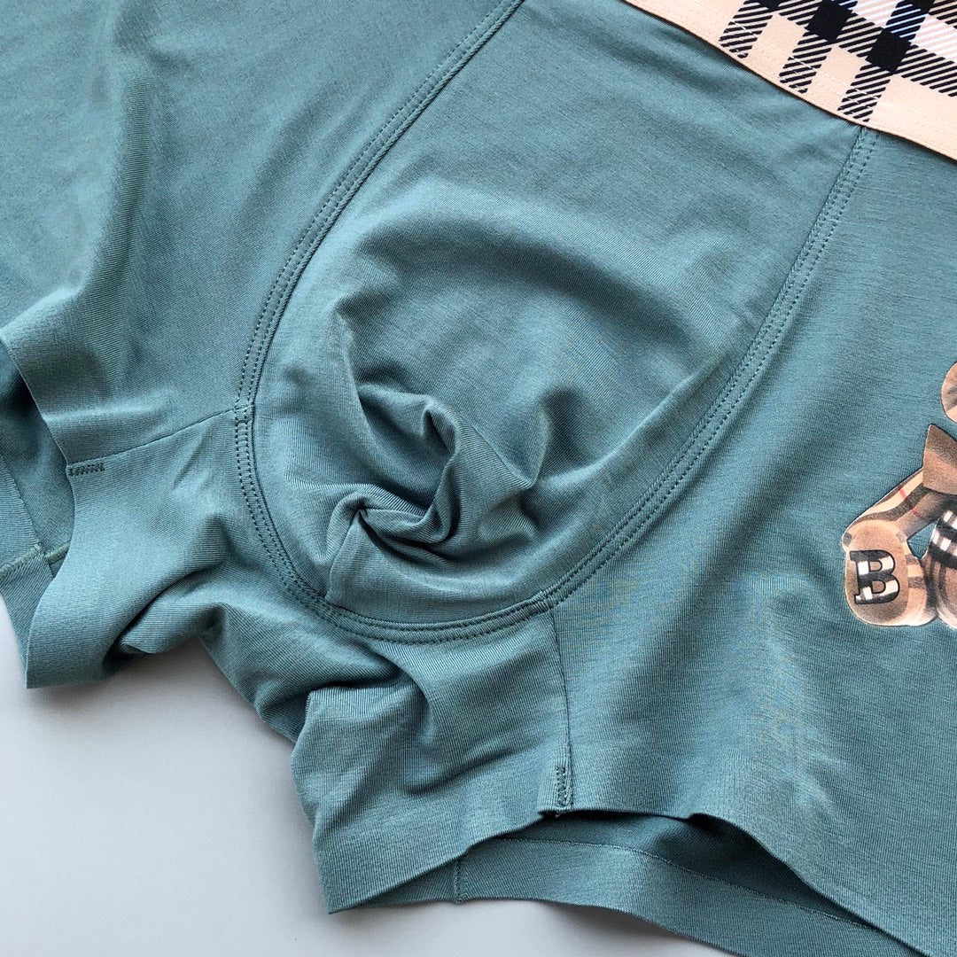 Burberry Teal Grey Navy Check Waist Bear Boxer Briefs, image 7