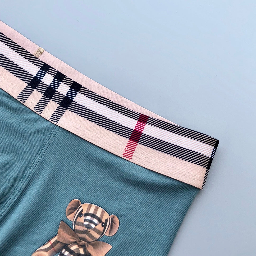 Burberry Teal Grey Navy Check Waist Bear Boxer Briefs, image 9