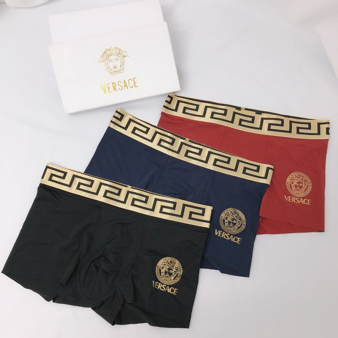 Versace Black Blue Red Gold Key Waist Boxer Briefs, image 1