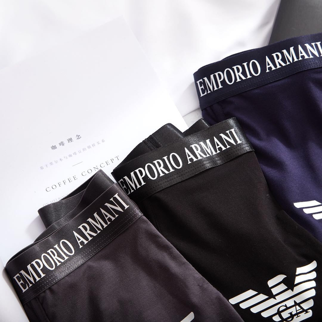 Armani Lettered Band Boxed Boxer Briefs, Box of 3, gallery image 8