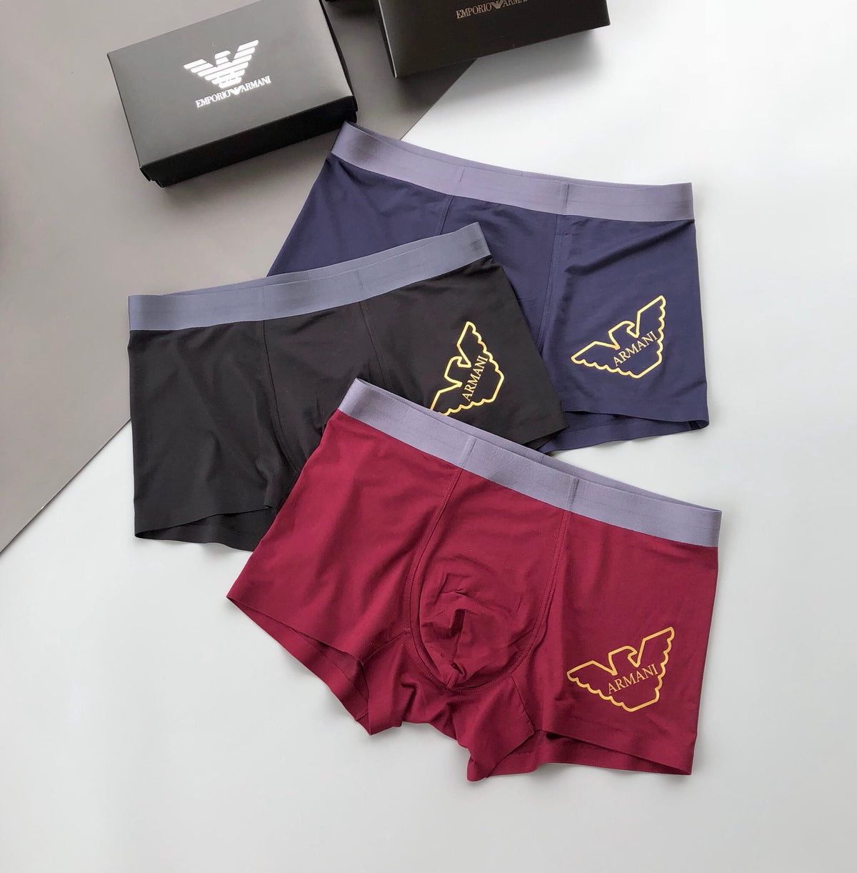Armani Outline Eagle Mixed-Colour Boxer Briefs, Box of 3, gallery image 4