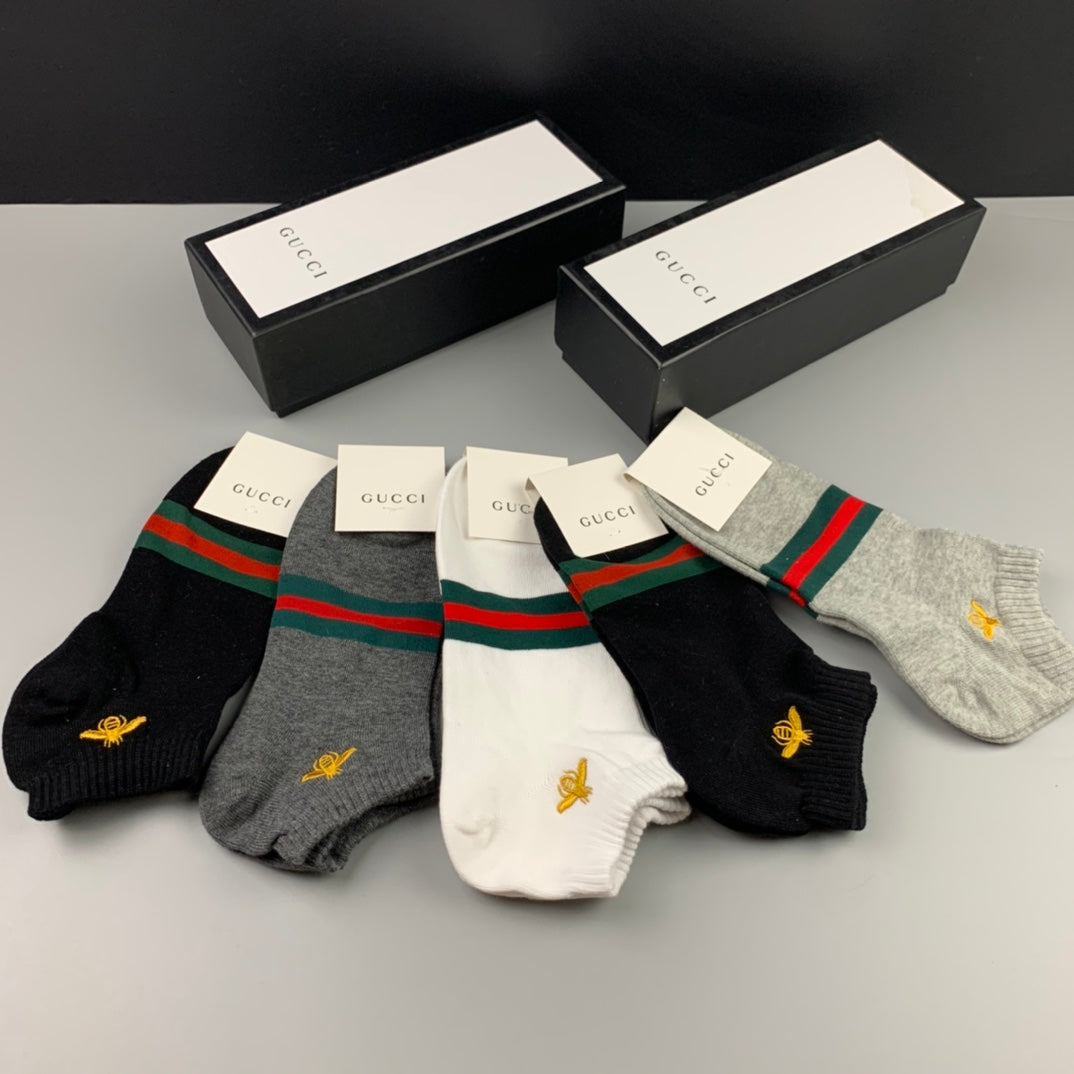 Gucci Neutral Bee Stripe Ankles Ankle Socks, image 1
