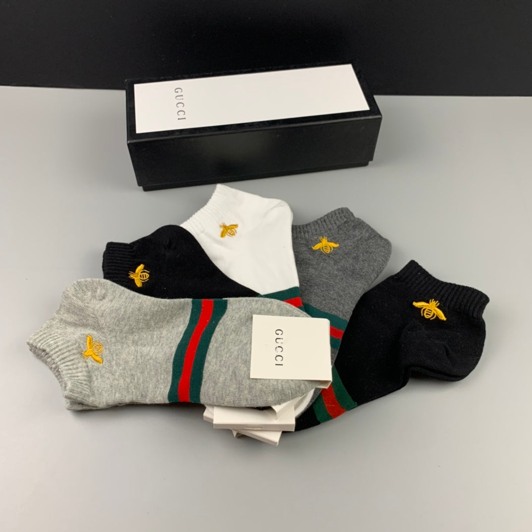 Gucci Neutral Bee Stripe Ankles Ankle Socks, image 2