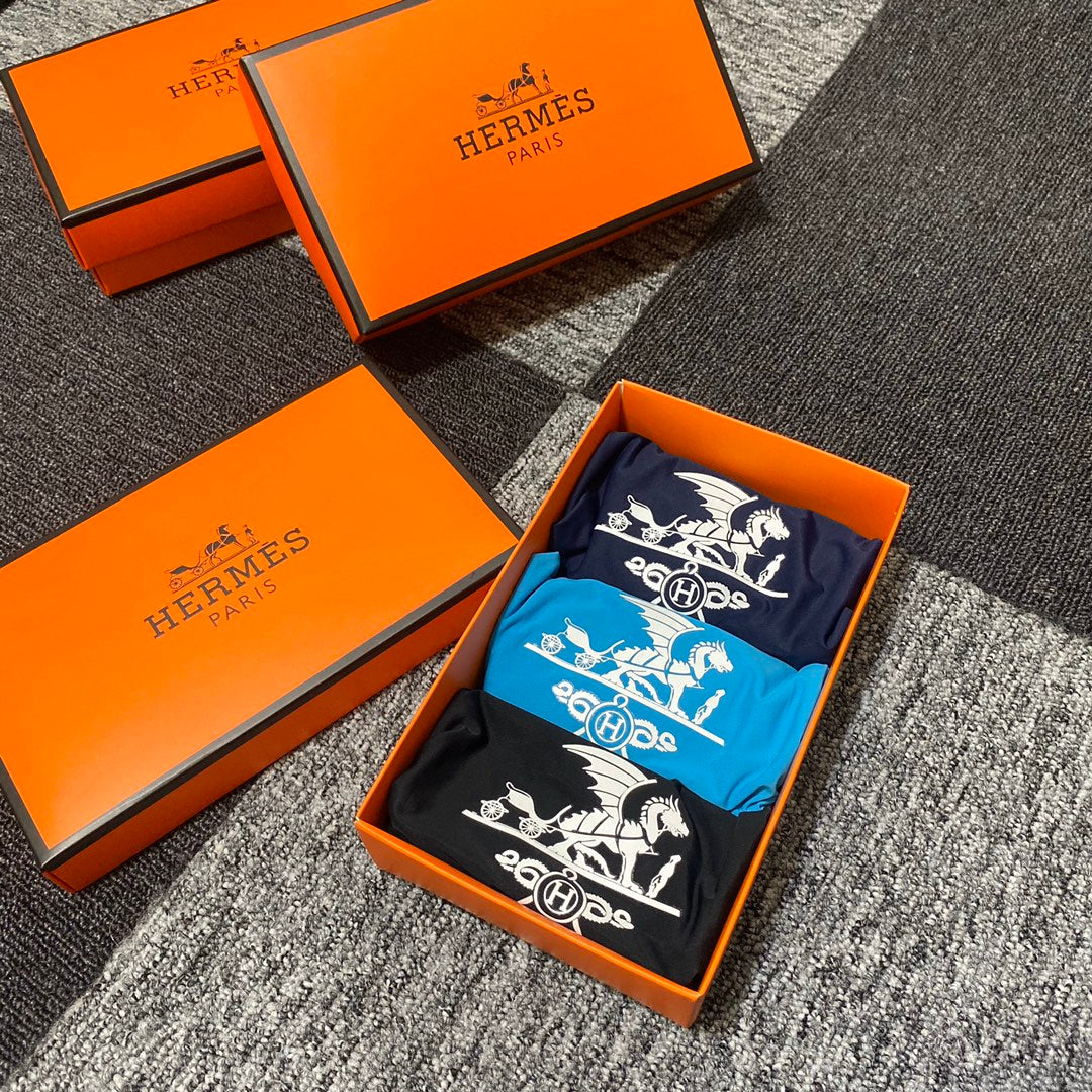 Hermès Boxed Bright Carriage Panels Boxer Briefs, image 1