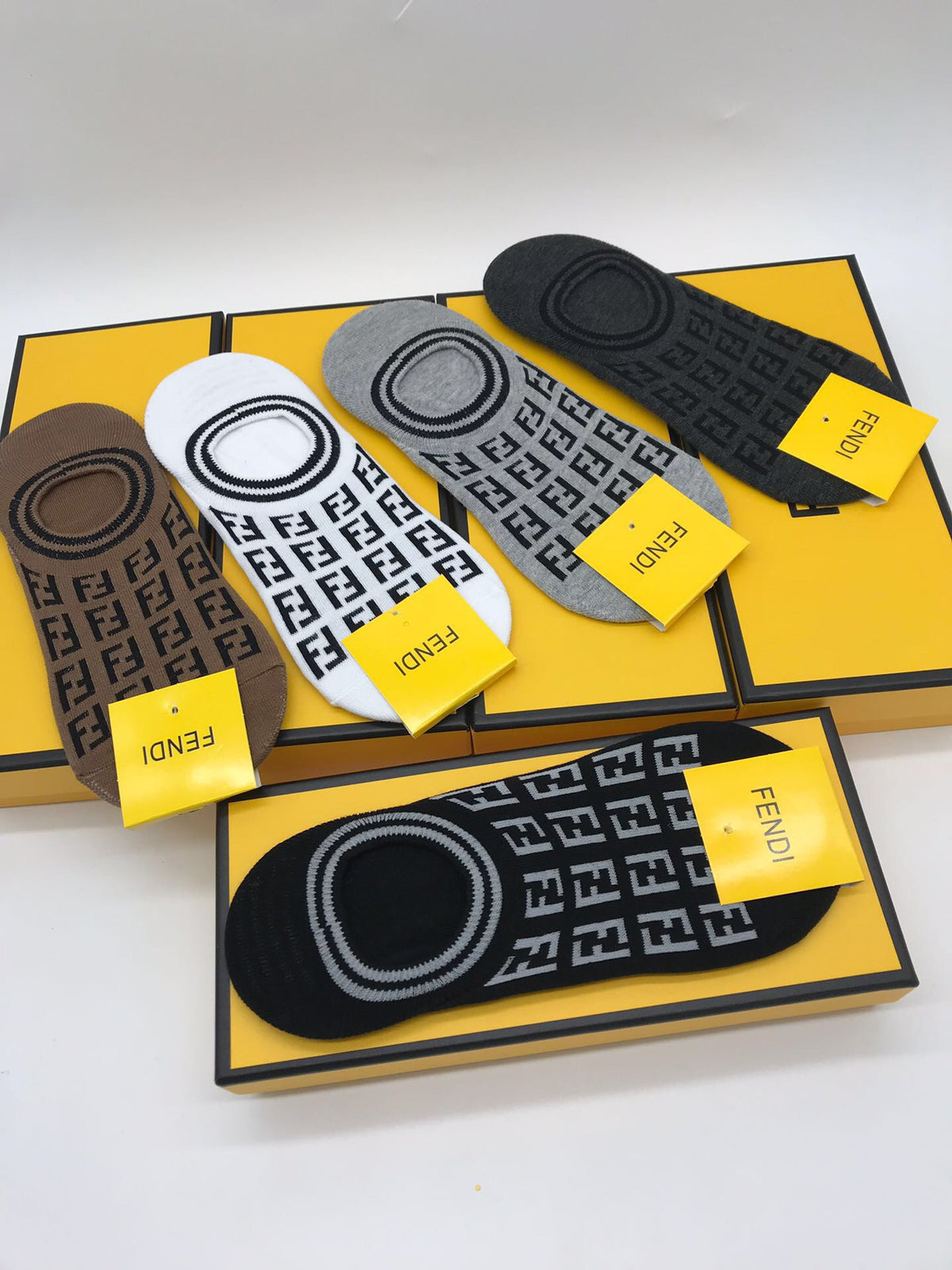 Fendi Neutral Packaged Repeating Letters No-Show Socks, image 5