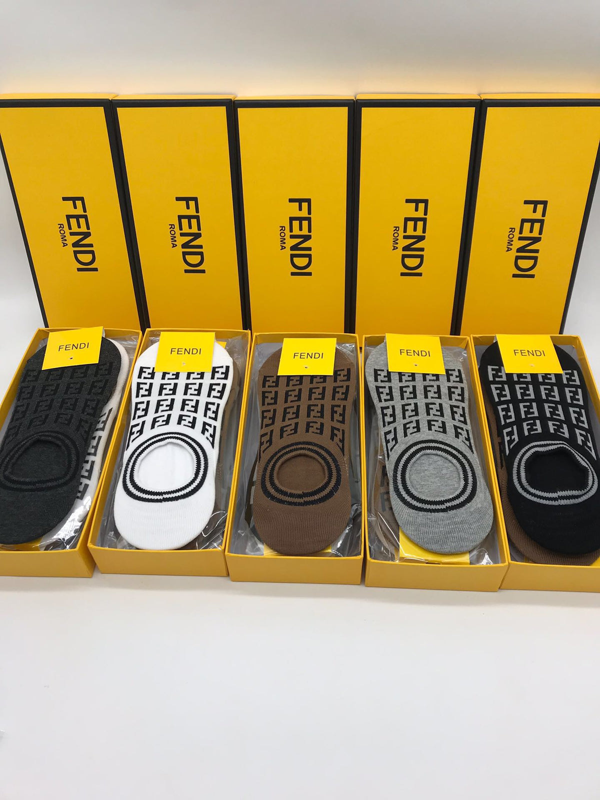 Fendi Neutral Packaged Repeating Letters No-Show Socks, image 7