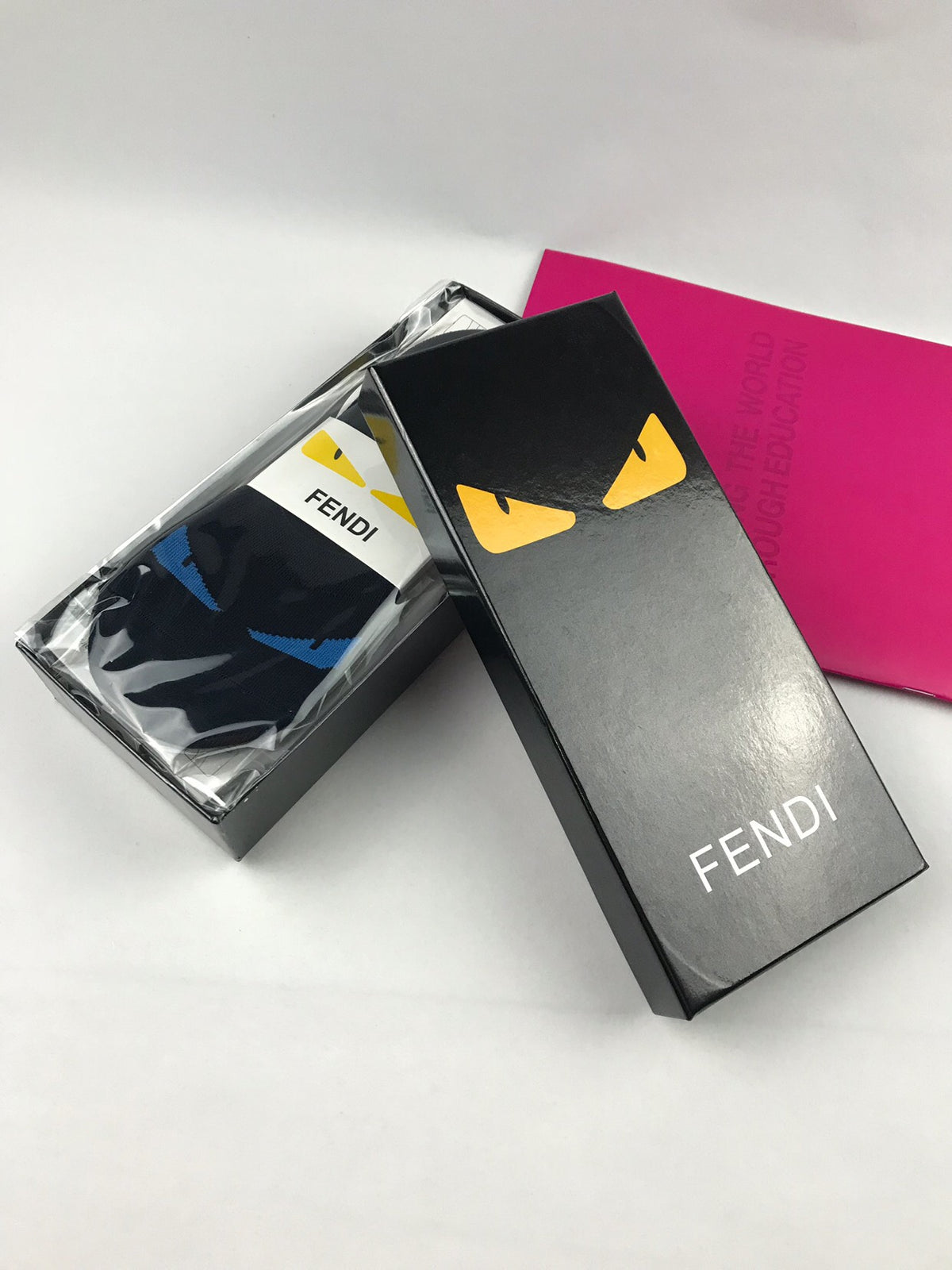 Fendi Packaged Black Yellow Eye Design No-Show Socks, image 7