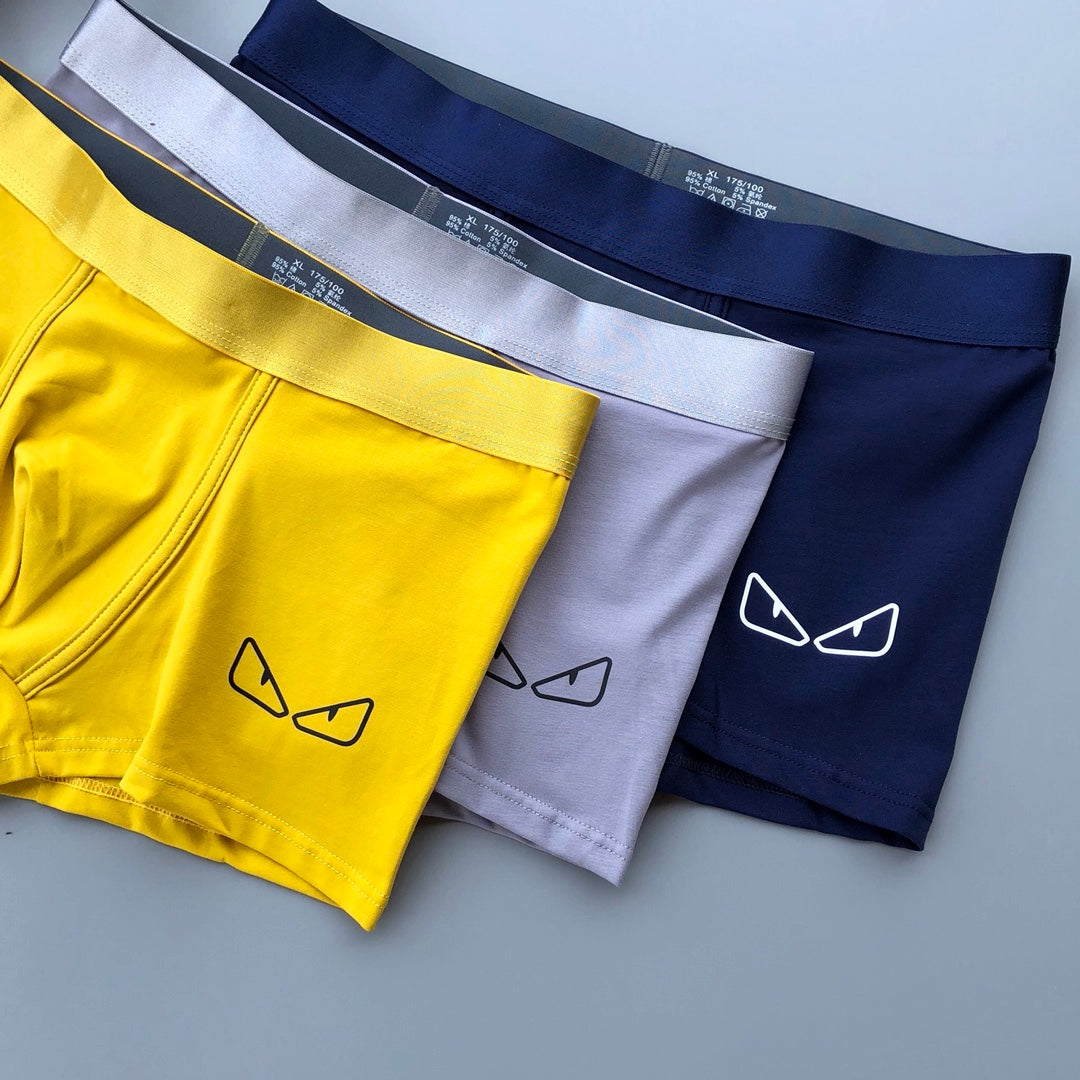 Fendi Yellow Grey Navy Outline Eyes Boxer Briefs, image 1