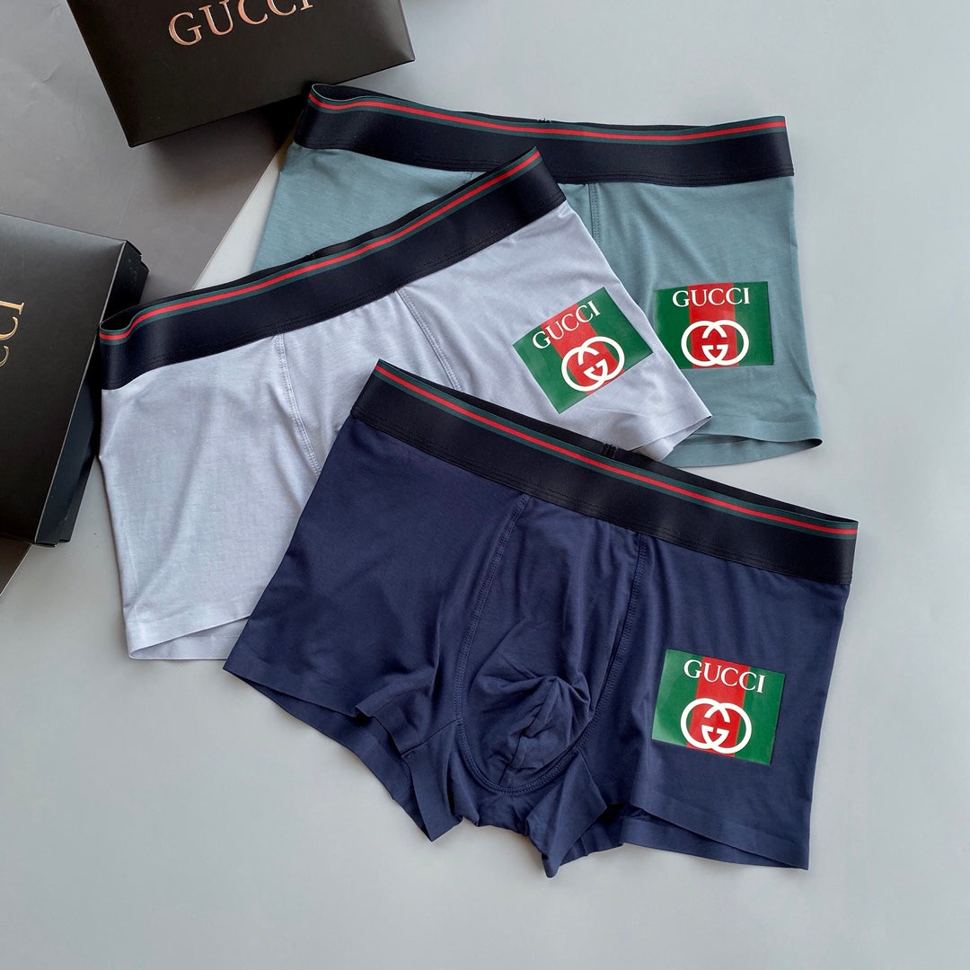 Gucci Grey Navy Small Square Motifs Boxer Briefs, image 1