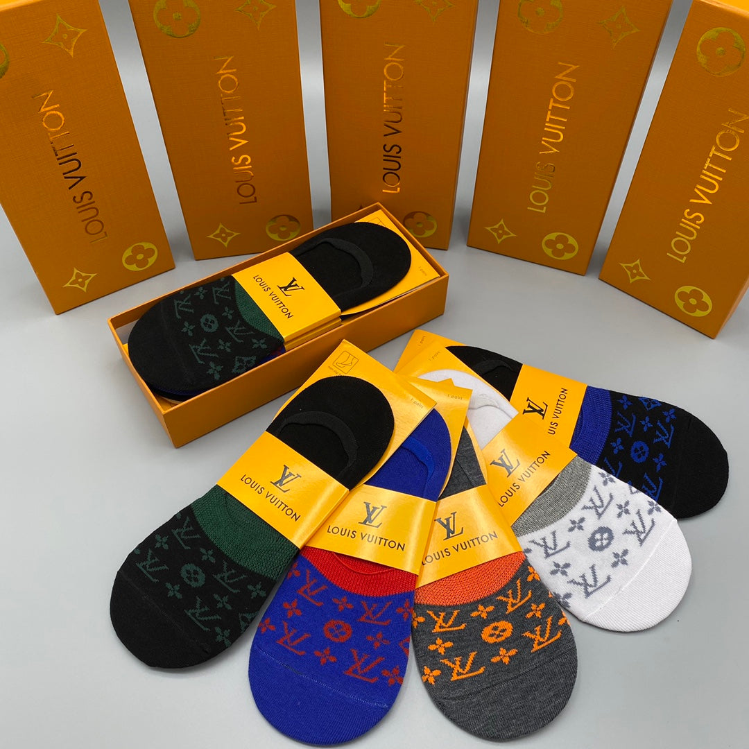 Louis Vuitton Neutral Packaged Coloured Flower Patterns No-Show Socks, image 2