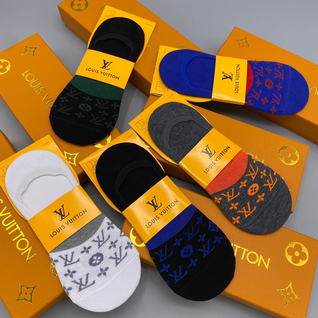 Louis Vuitton Neutral Packaged Coloured Flower Patterns No-Show Socks, image 4