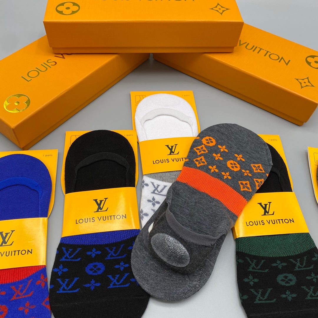 Louis Vuitton Neutral Packaged Coloured Flower Patterns No-Show Socks, image 9