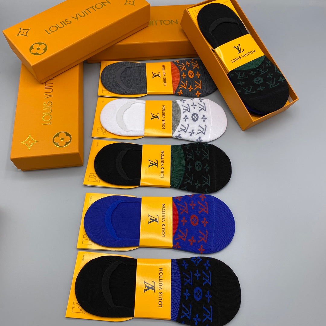 Louis Vuitton Neutral Packaged Coloured Flower Patterns No-Show Socks, image 8