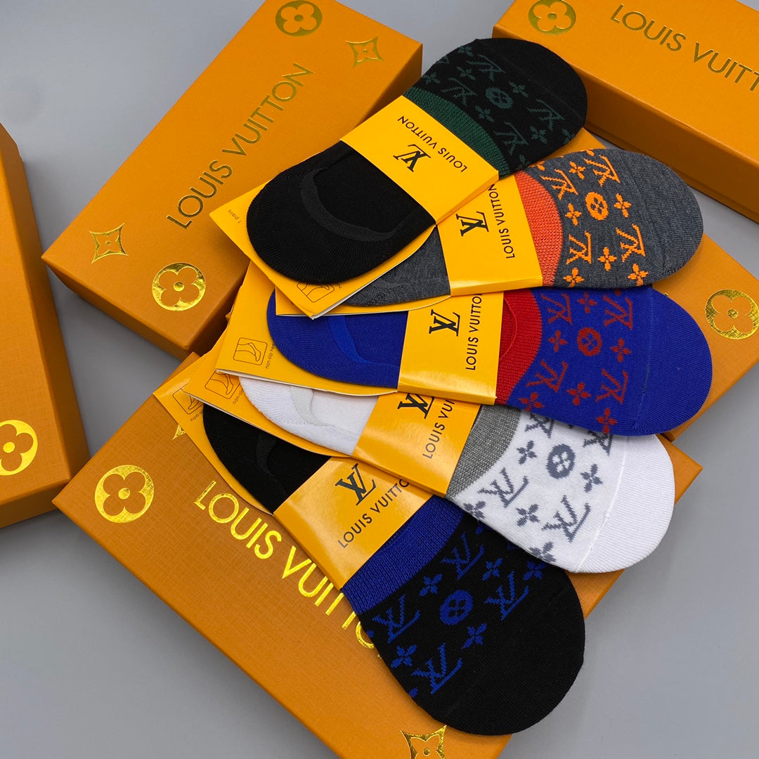 Louis Vuitton Neutral Packaged Coloured Flower Patterns No-Show Socks, image 6