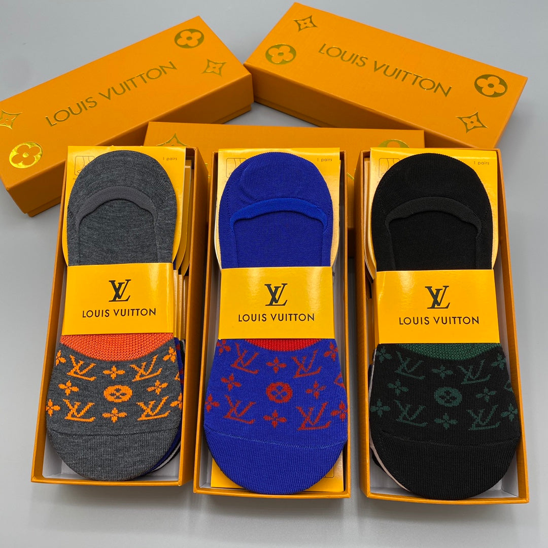 Louis Vuitton Neutral Packaged Coloured Flower Patterns No-Show Socks, image 5