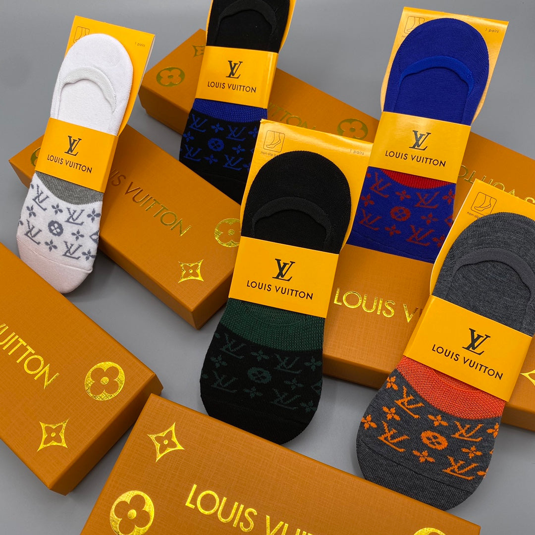 Louis Vuitton Neutral Packaged Coloured Flower Patterns No-Show Socks, image 3
