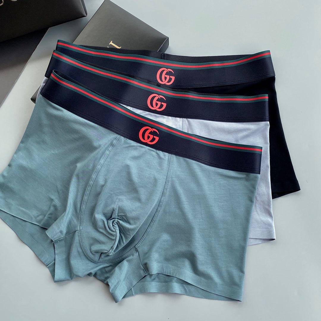 Gucci Teal Grey Navy Red Edge Waist Boxer Briefs, image 1