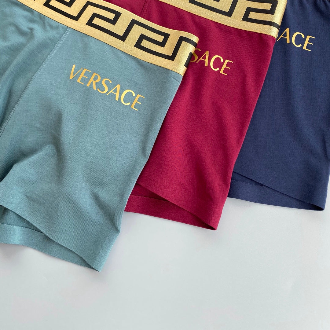 Versace Burgundy Blue Teal Gold Key Waist Boxer Briefs, image 4