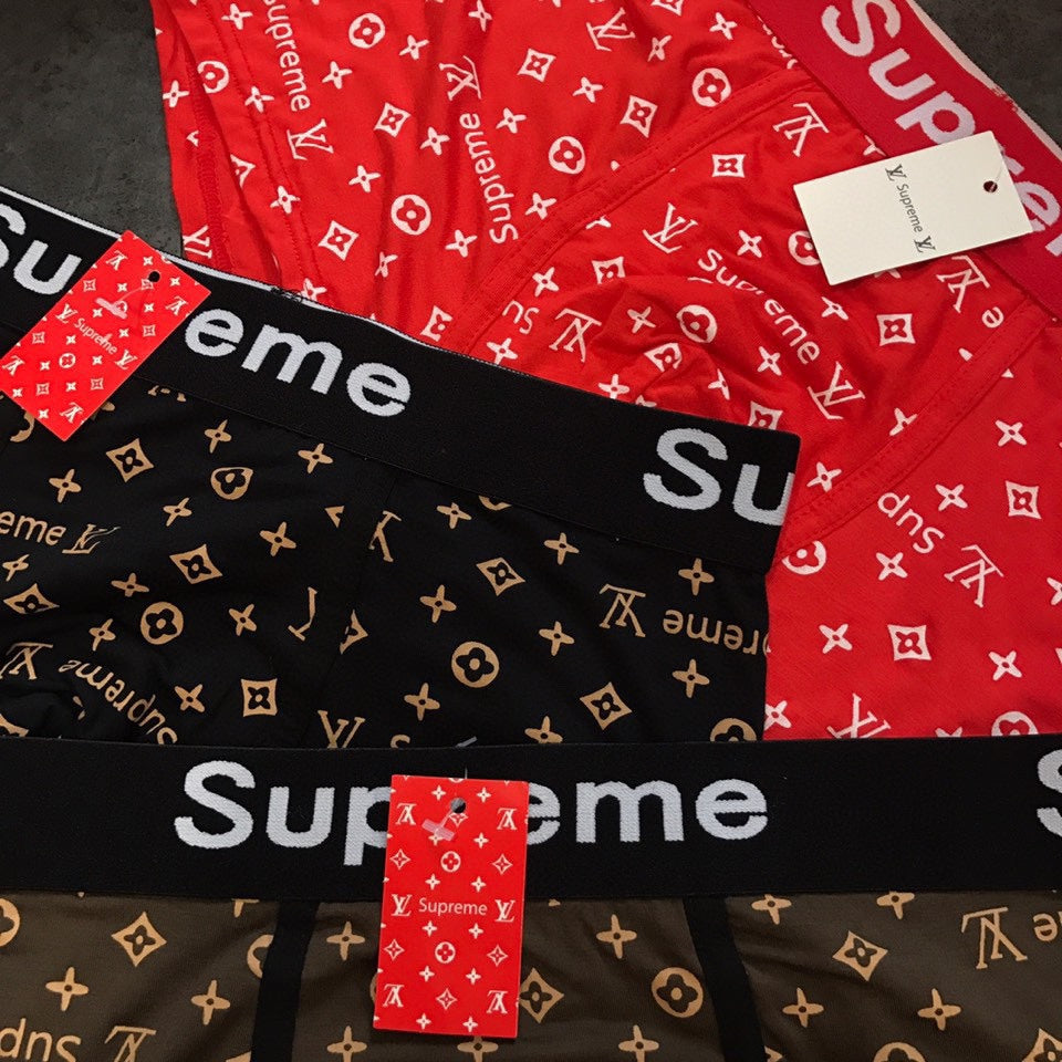 Supreme Black Red Brown Repeated Monogram Boxer Briefs, image 7
