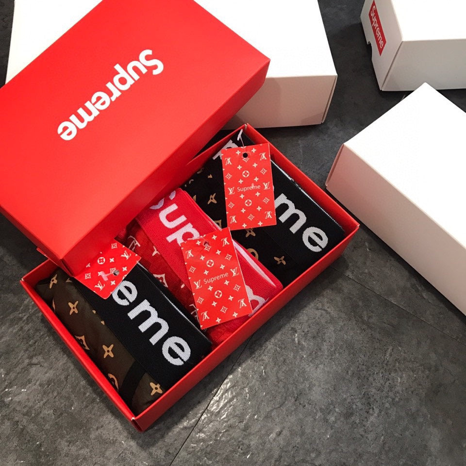 Supreme Black Red Brown Repeated Monogram Boxer Briefs, image 3