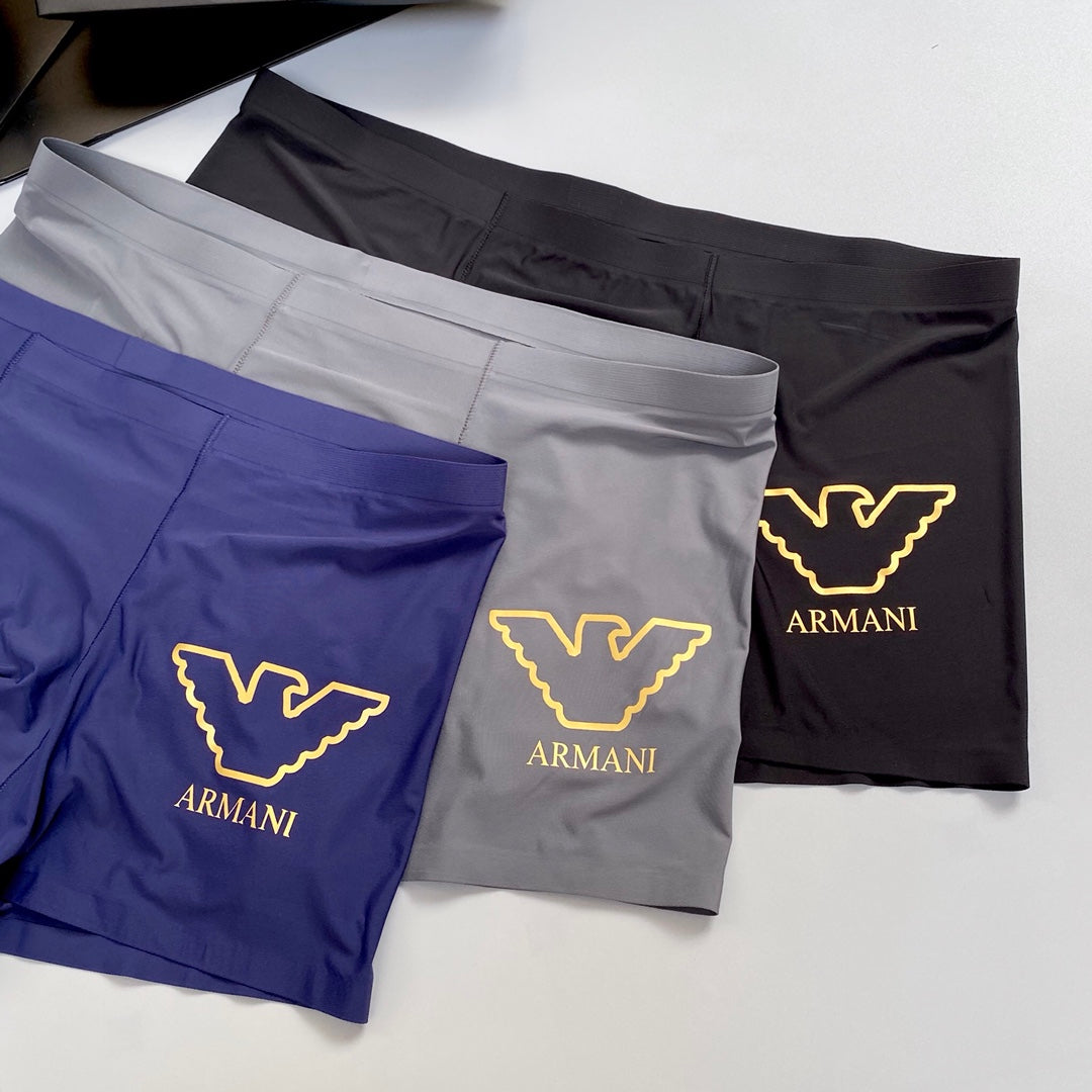 Emporio Armani Blue Grey Large Outline Wing Boxer Briefs, image 1