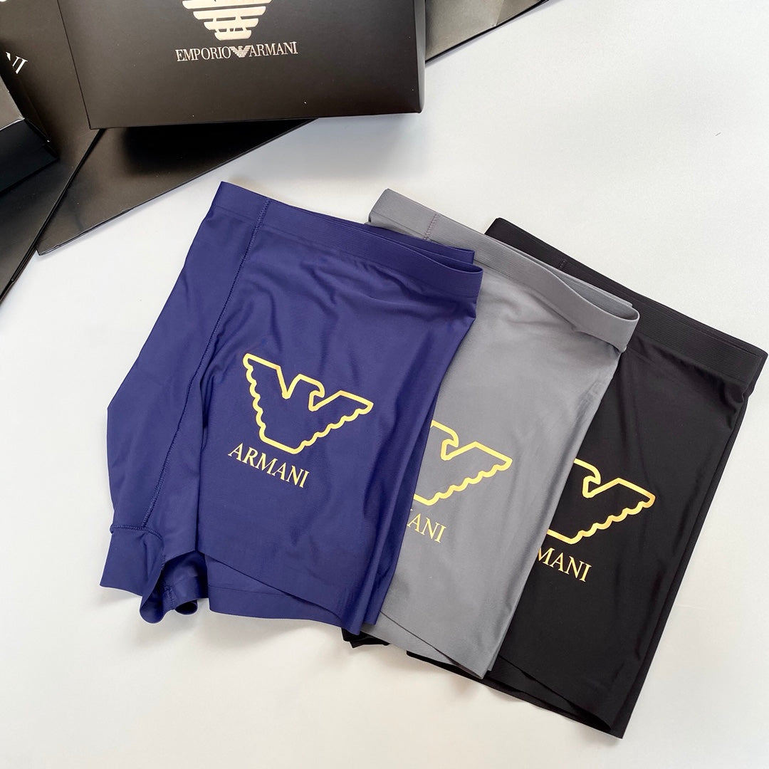 Emporio Armani Blue Grey Large Outline Wing Boxer Briefs, image 3