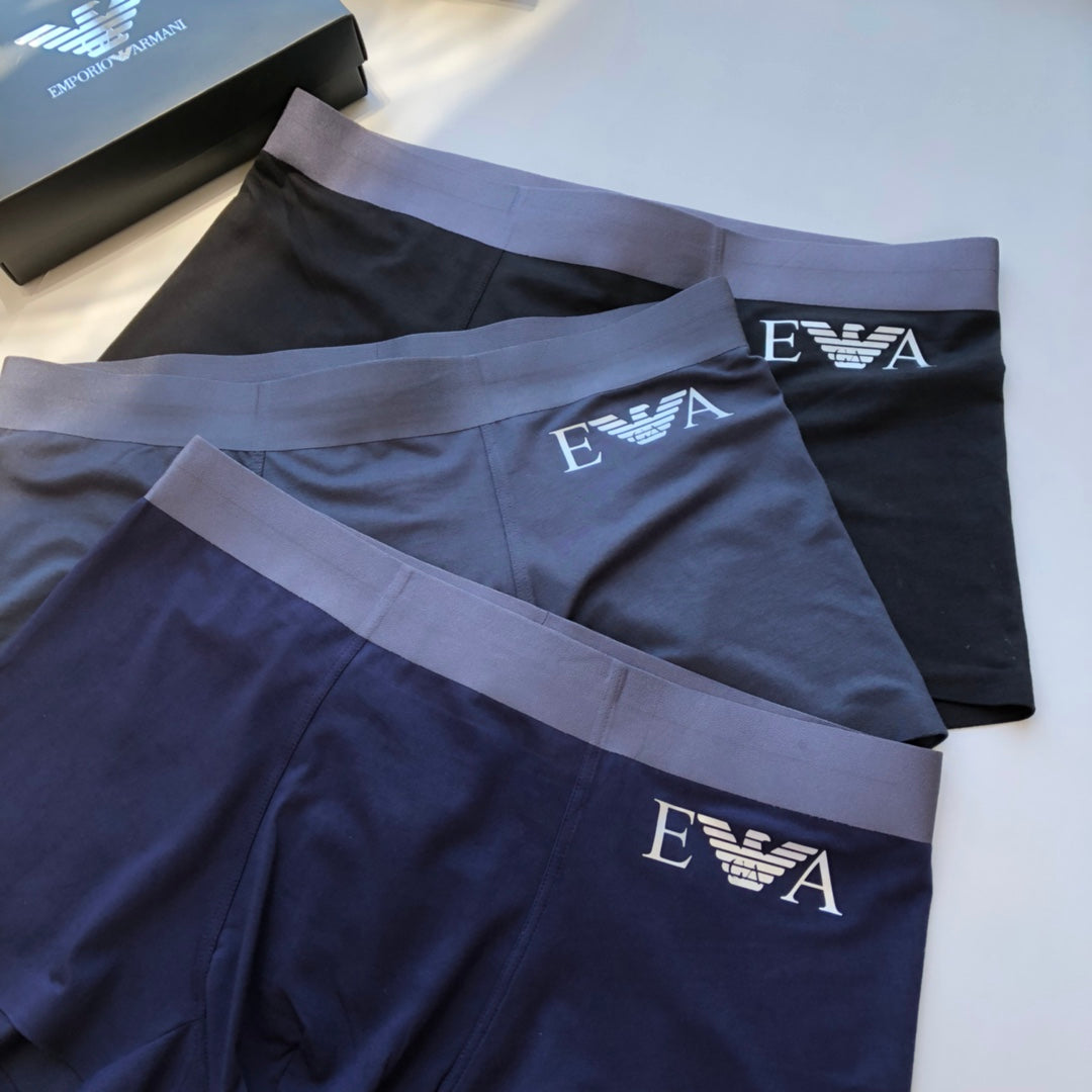 Emporio Armani Navy Long Body Letter Detail Boxer Briefs, image 3