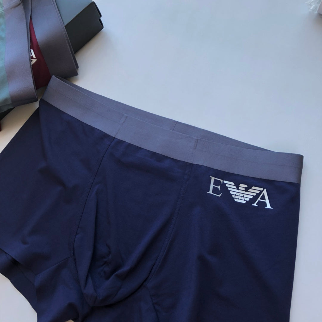 Emporio Armani Navy Long Body Letter Detail Boxer Briefs, image 7